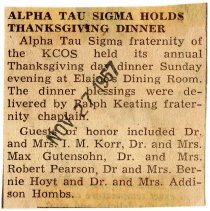 Alpha Tau Sigma Thanksgiving Dinner