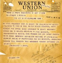 Western Union telegram from Chester Swope