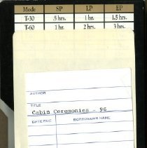 Cabin, Key and Memorial Service