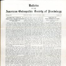 Bulletin of the American Osteopathic Society of Proctology, Volume II Numbe