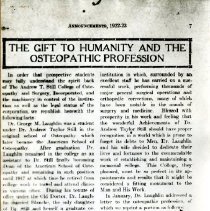 The Gift to Humanity and the Osteopathic Profession