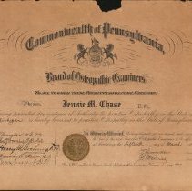 Jennie Chase License Certificate