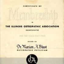 Marian Blust Membership Certificate