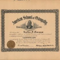 Bertha Moomaw Dissection Certificate