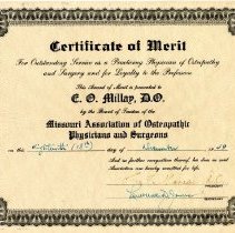 Elmer Millay Merit Certificate