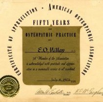 Elmer Millay Appreciation Certificate
