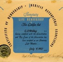 Elmer Millay Membership Certificate
