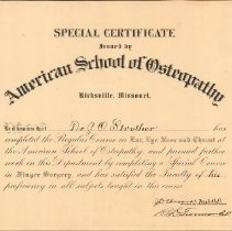 J.O. Strother Certificate