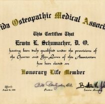Erwin Schumacher Membership Certificate