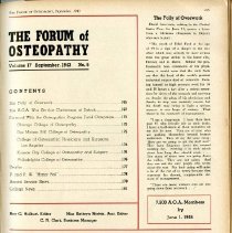 Forum of Osteopathy Volumes 16 and 17; 1943