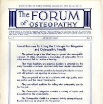 Forum of Osteopathy Volume 6 Number 5; 1932 Aug