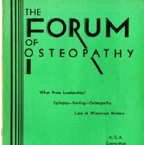 Forum of Osteopathy Volume 7 Number 3; 1933 Jun