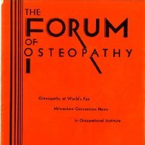 Forum of Osteopathy Volume 7 Number 6; 1933 Sep