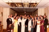 Group portrait of Men and Women Wearing Scottish Regalia