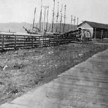 Lumber schooners at port in Gardiner, OR