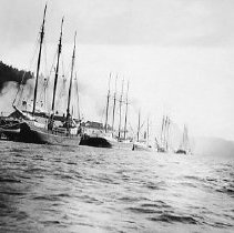 Lumber schooners in port at Gardiner, OR
