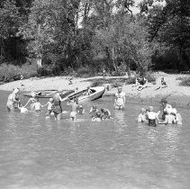 YMCA swimming lesson in river