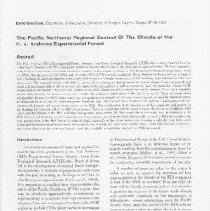 The Pacific Nortwest Regional Context of the Climate of teh H. J. Andrews Experimental Forest /, Northwest Science