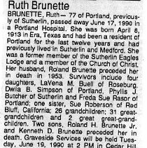 Ruth Brunette obituary