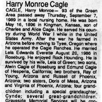 Harry Monroe Cagle obituary