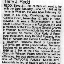 Terry J. Red obituary