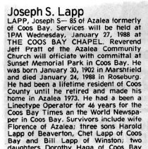 Joseph S. Lapp obituary