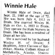 Winnie Hale obituary