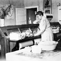 Emma Ledgerwood in City Market butcher shop