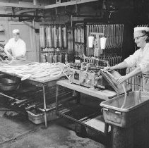 Making weiners in Van Dine Meat Company