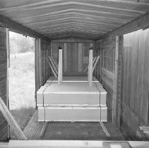 Stack of finished plywood in railroad car