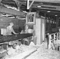 Feeding log into machine