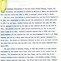 Description of Oakland, OR, to Yreka, CA, Mail Route; as told to Ray L. Stout by William H. Byars