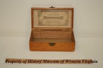 Inside view of wooden toilet soap box.