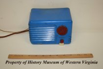 Plastic, Art Deco type design radio; 1930-1949.