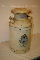 Milk Can with Thornton Coat of Arms, from Gish Farm