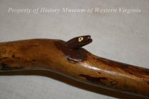 Carved Snake Head on Wooden Cane