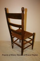 Back View of Wooden Chair with Woven Rush Seat