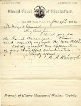 Circuit Court of Chesterfield letter, page 1
