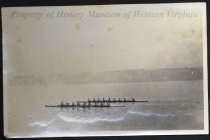 Crew boats rowing