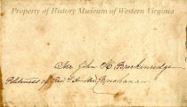 Envelope addressed to John H. Breckinridge, front