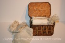 Woven, Wood Sewing Basket with Lace