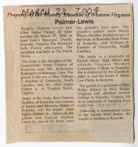 Wedding announcement for Laura Palmer and Michael Sawaya