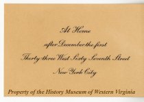 'At Home' card for Josephine Gale and Allen Palmer