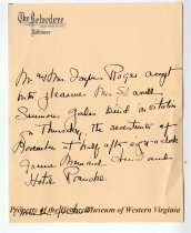 Letter of acceptance from Mr. and Mrs. Tayloe Rogers