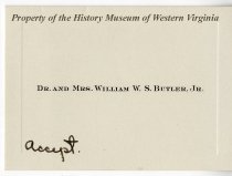 Letter of acceptance from Dr. and Mrs. William W.S. Butler, Jr.
