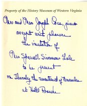 Letter of acceptance from Mr. and Mrs. Joseph Coxe