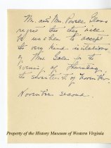 Letter of Regret from Mr. and Mrs. Powell Glass