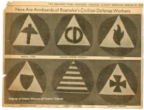 Armbands of Roanoke's Civilian Defense Workers Newspaper Clipping- Front