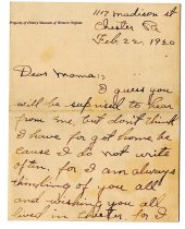 1920 Letter Home