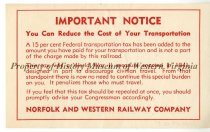Norfolk & Western Notice of Transportation Tax
